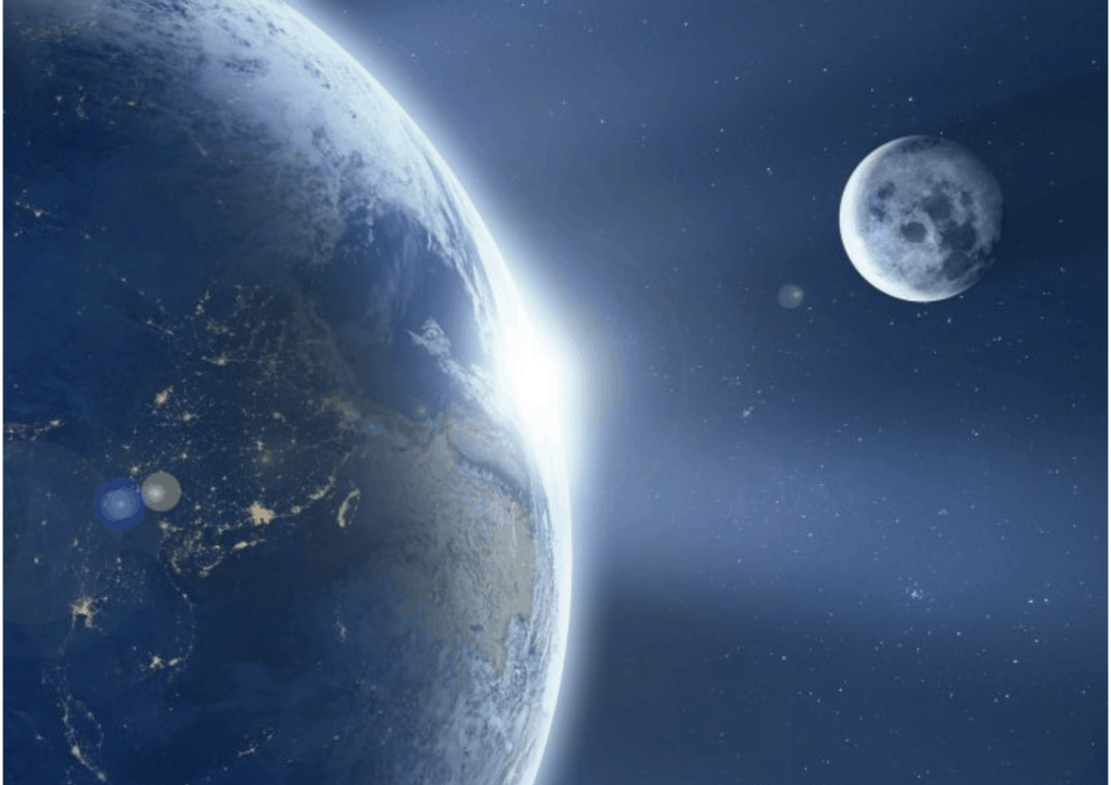 Picture of the Earth and moon.
